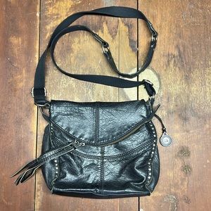 The Sak Black Leather Crossbody with Studs